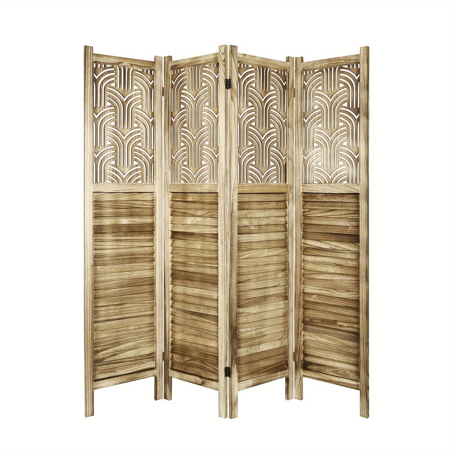 Classic 4-Panel Wooden Room Divider, Privacy Screen