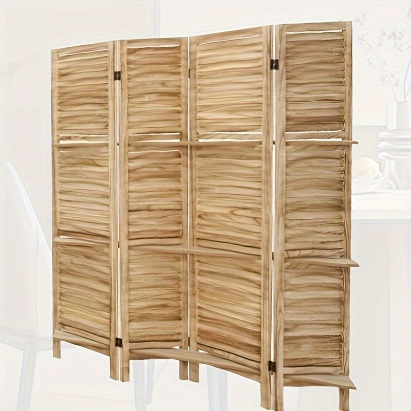 Classic 4-Panel Wooden Room Divider, Privacy Screen