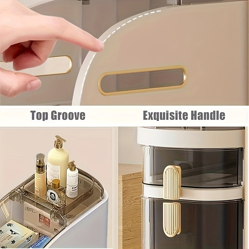 3 Tier 7" Narrow Tall Bathroom Floor Storage Cabinet With Clear Drawers