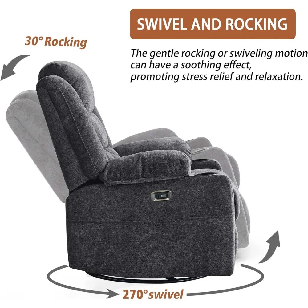 Power Swivel Rocker Recliner Chair Massage, USB