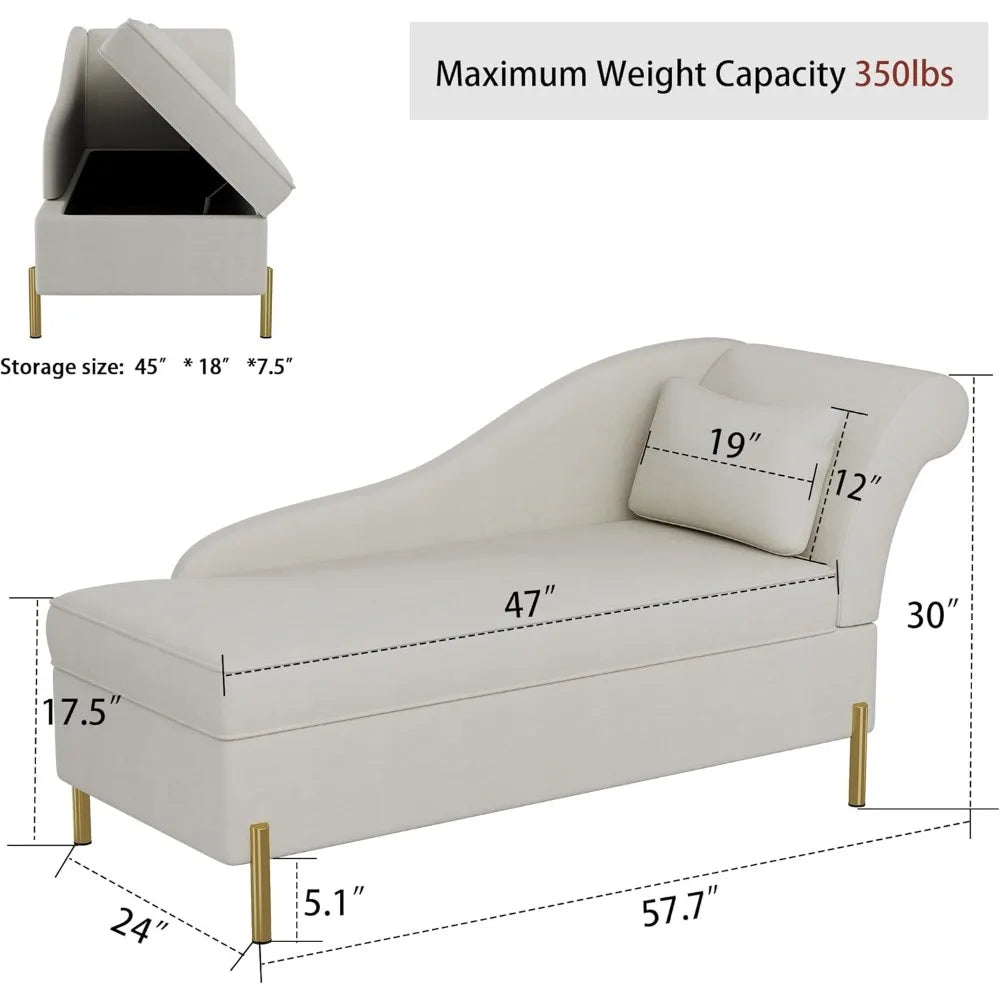 Velvet Chaise Lounge with Storage