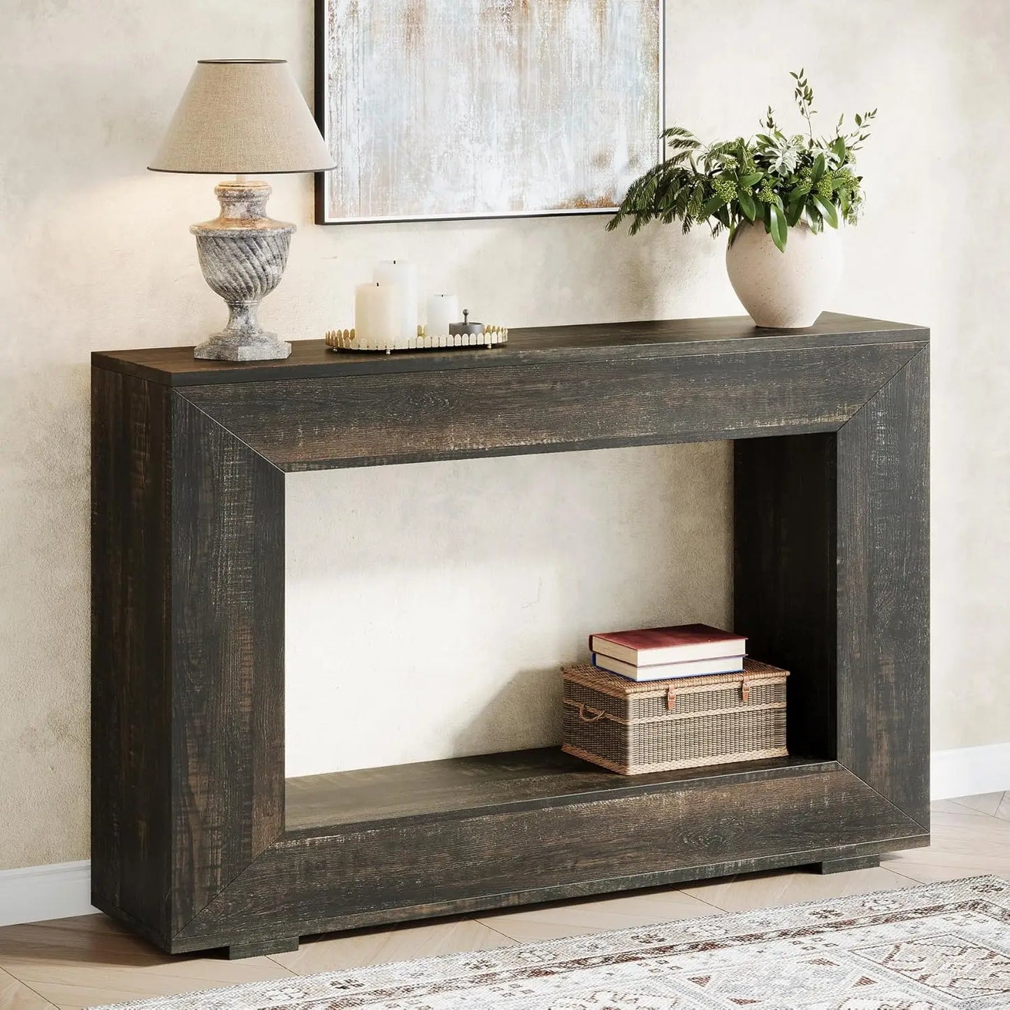 47-Inch Entryway Table with Storage, Rustic