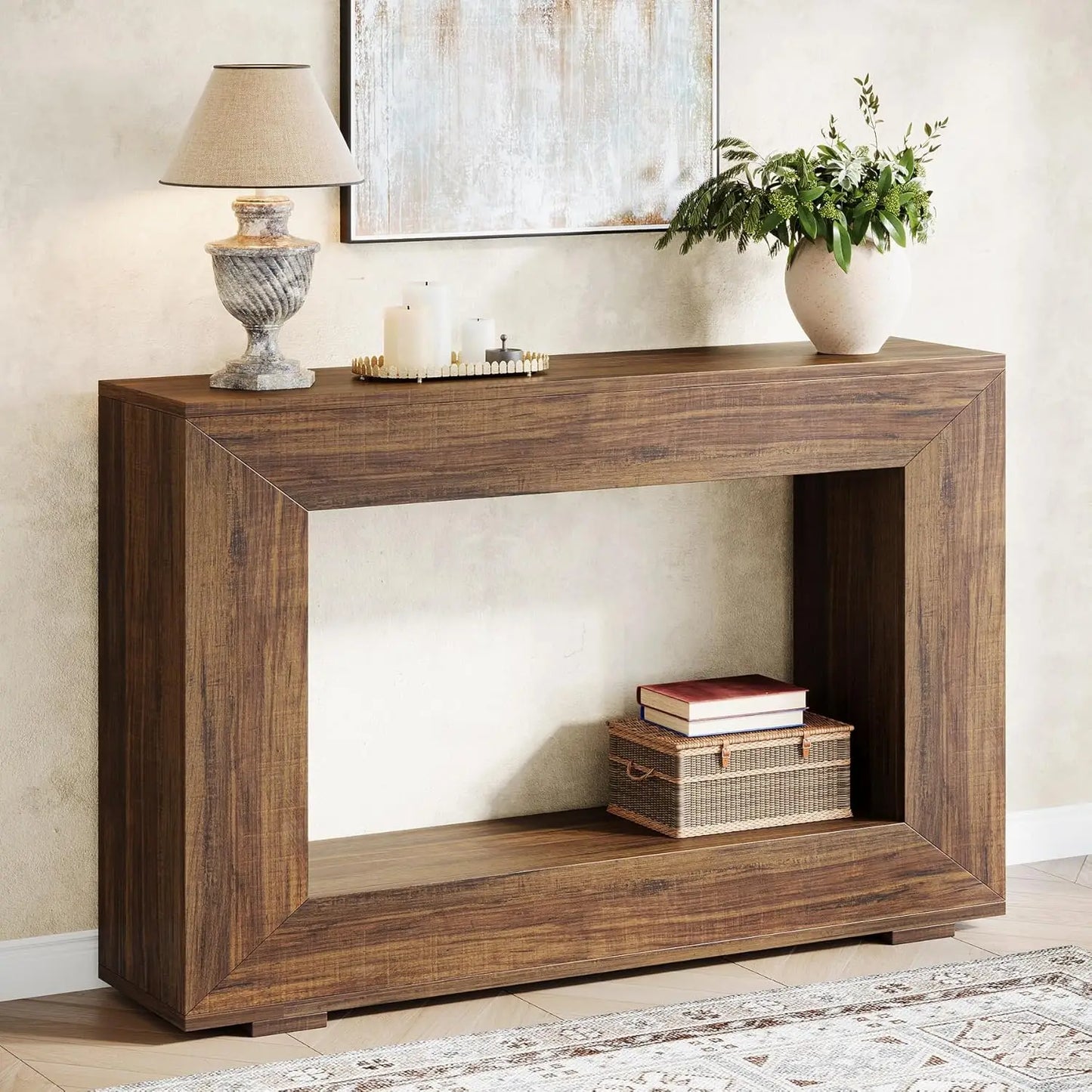 47-Inch Entryway Table with Storage, Rustic
