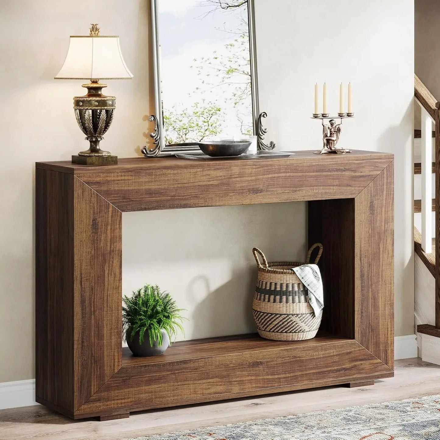47-Inch Entryway Table with Storage, Rustic