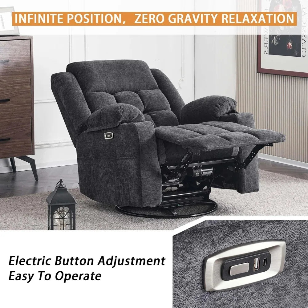 Power Swivel Rocker Recliner Chair Massage, USB