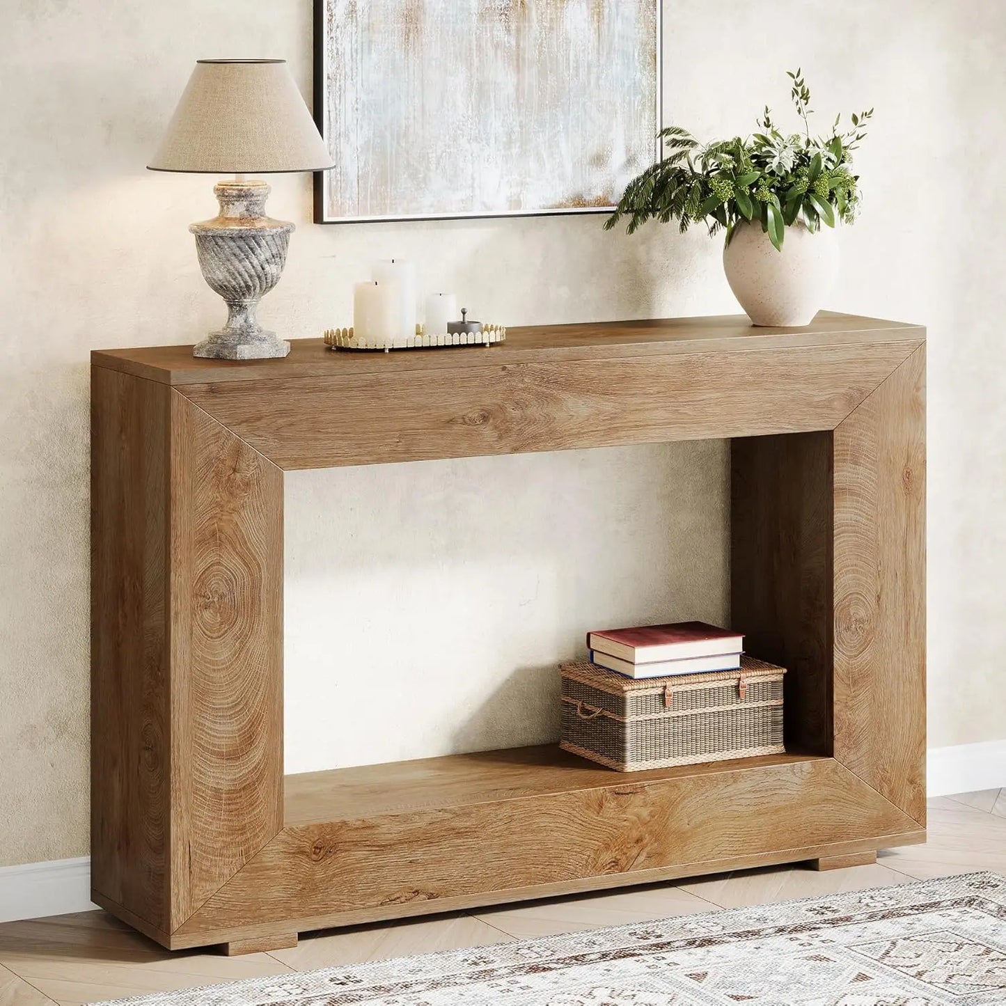47-Inch Entryway Table with Storage, Rustic