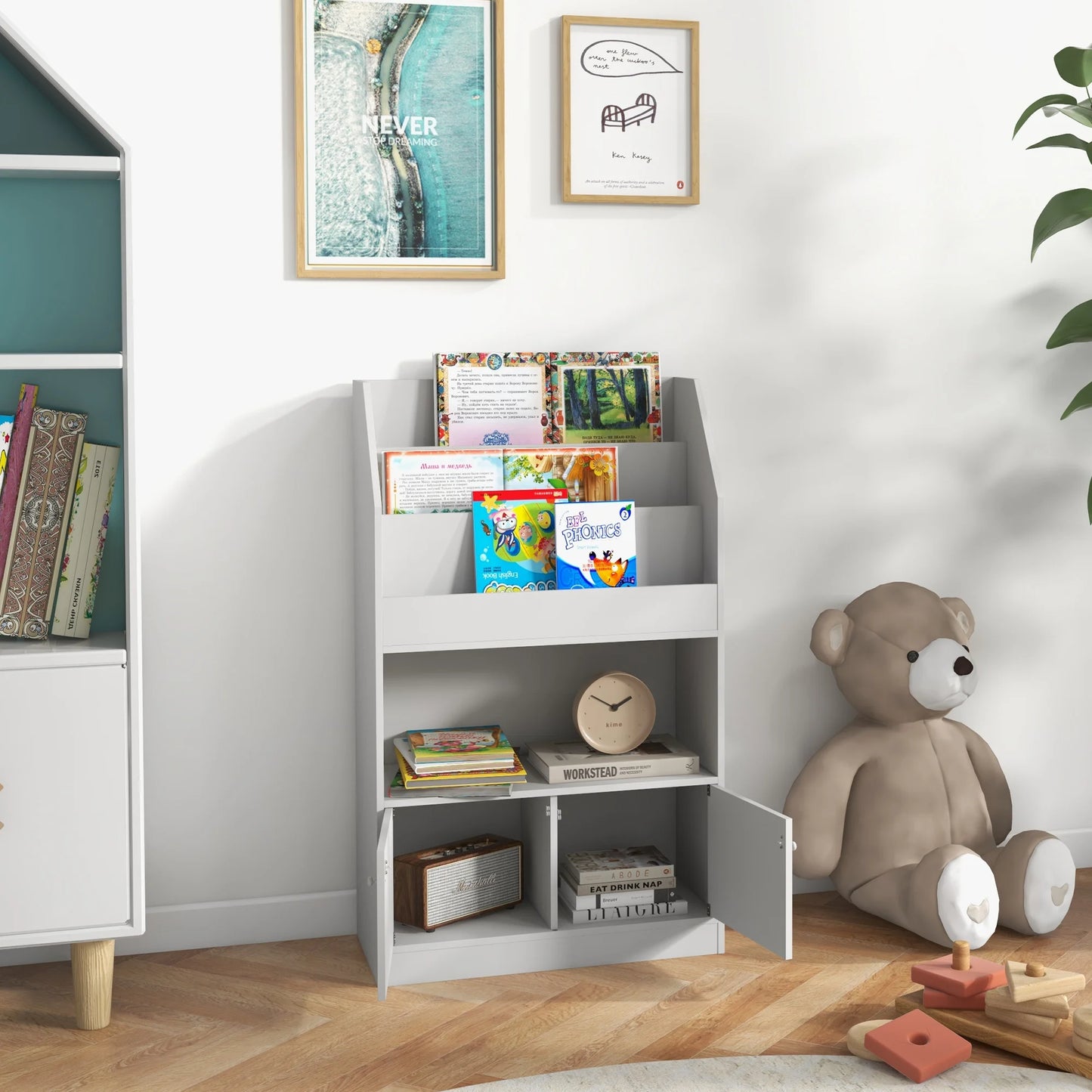 Toy Storage Cabinet, Kids Bookcase