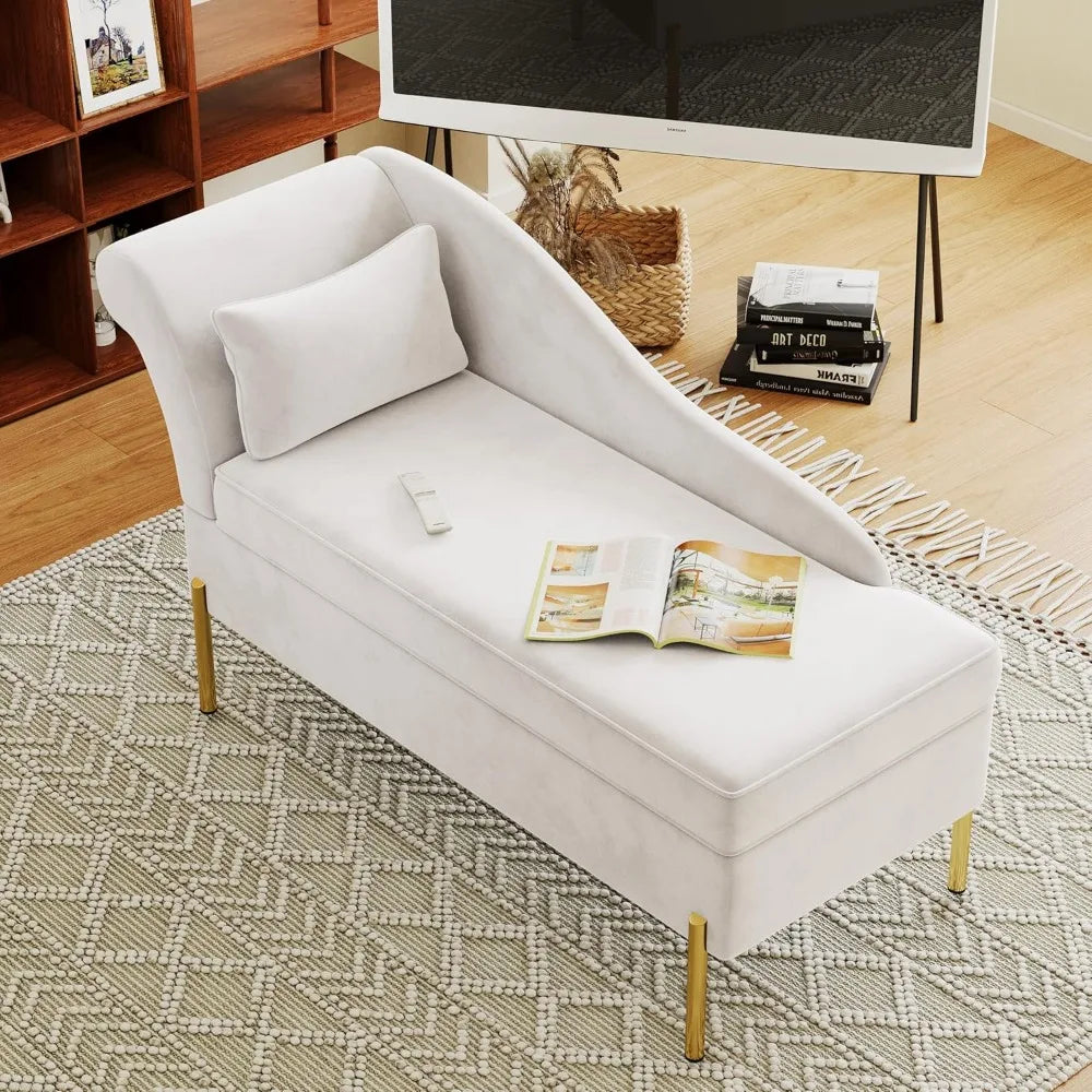 Velvet Chaise Lounge with Storage