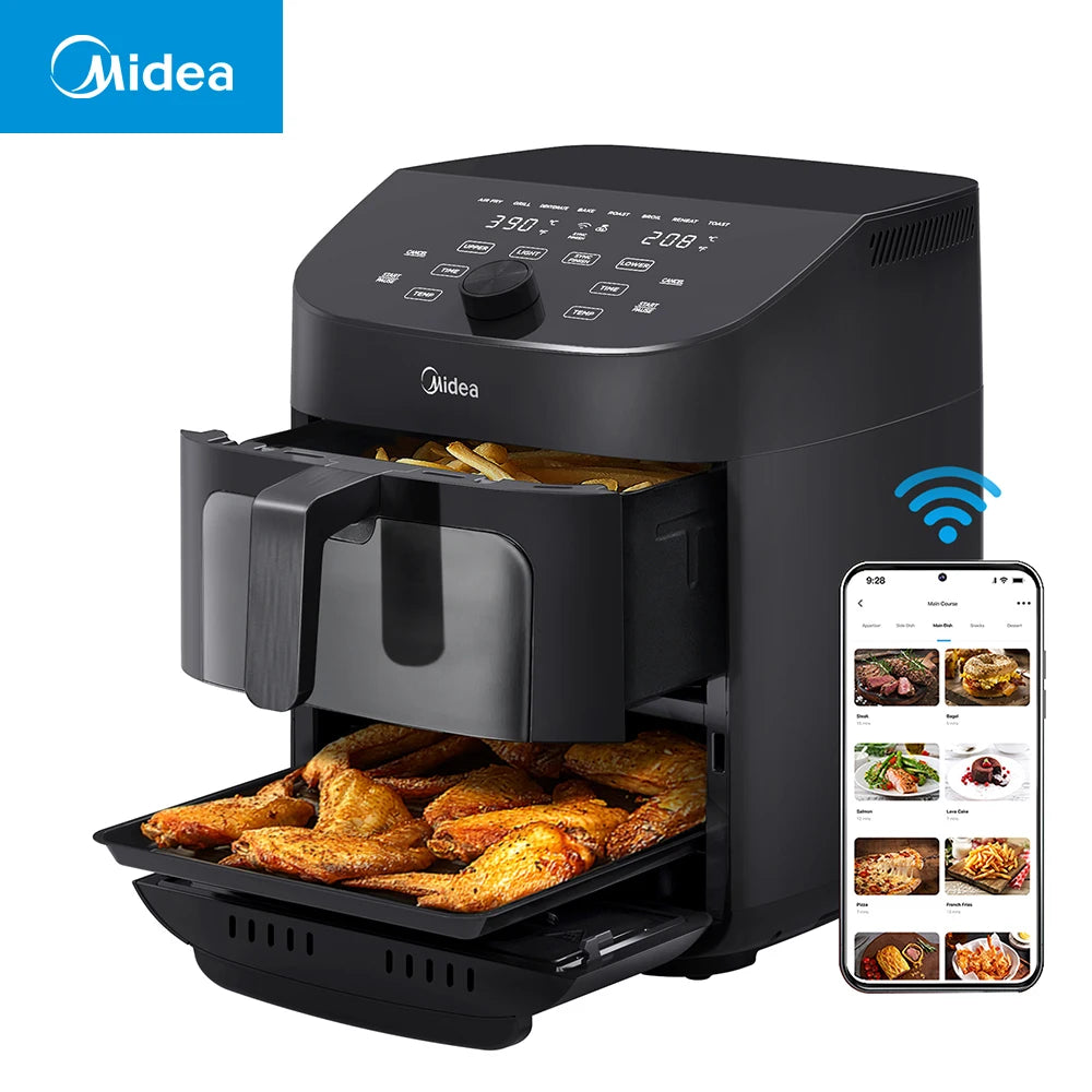 Dual Basket Air Fryer Oven 11 Quart 8 in 1 Functions Clear Window
