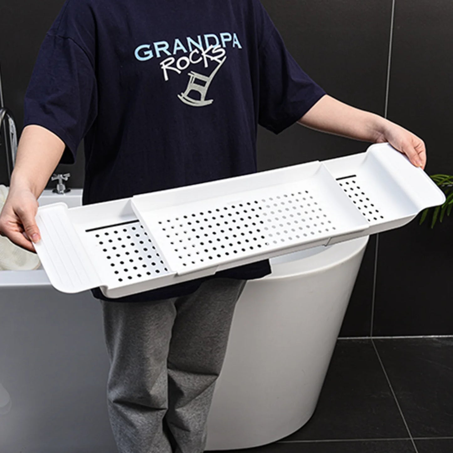 1pc Bathtub Tray - Convenient Phone Holder with Expandable Rack
