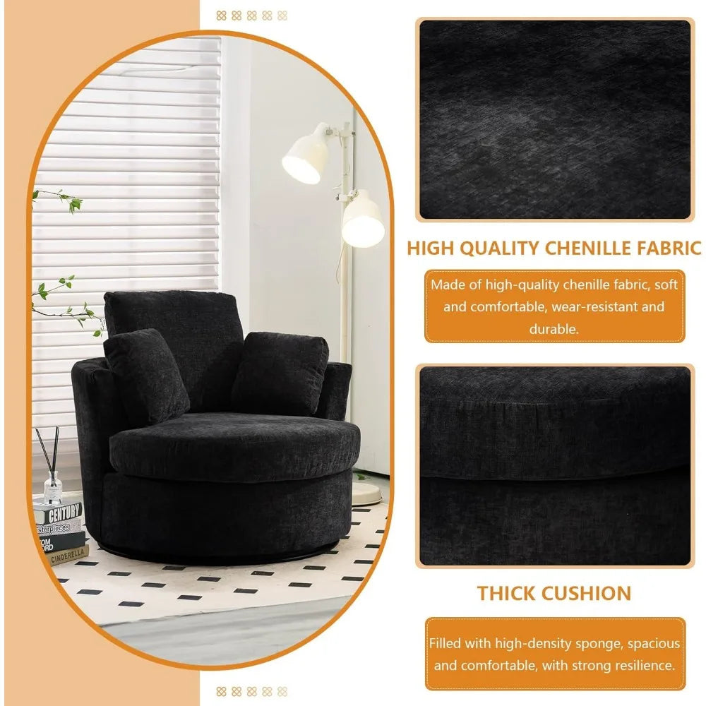 Swivel Barrel Chair Set of 2, 40'' W Chenille Round