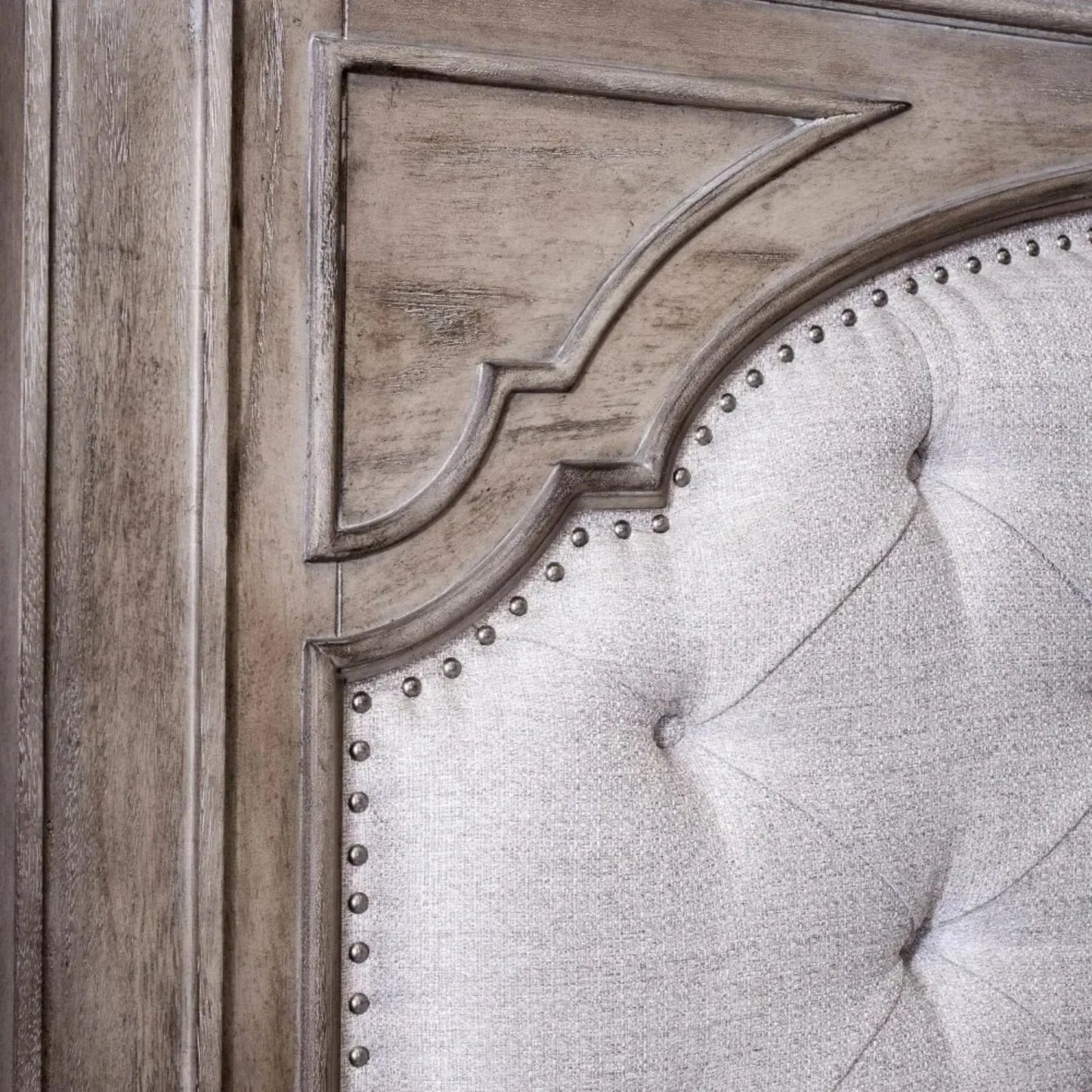 Company Highland Park 83.5" x 90" Farmhouse Wood & Fabric Upholstered Panel