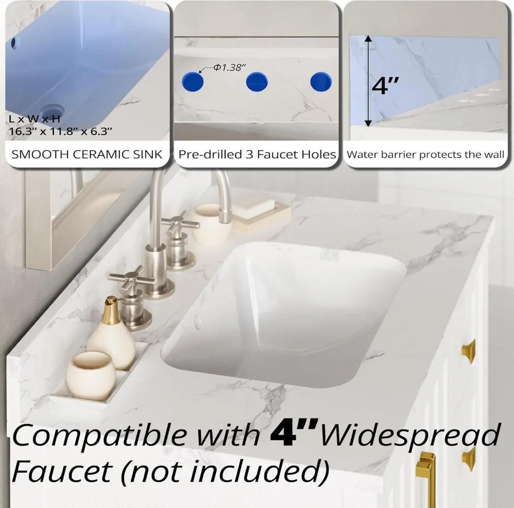 Bathroom Vanity with Sink, 30" Bathroom Cabinet with 2 Drawers