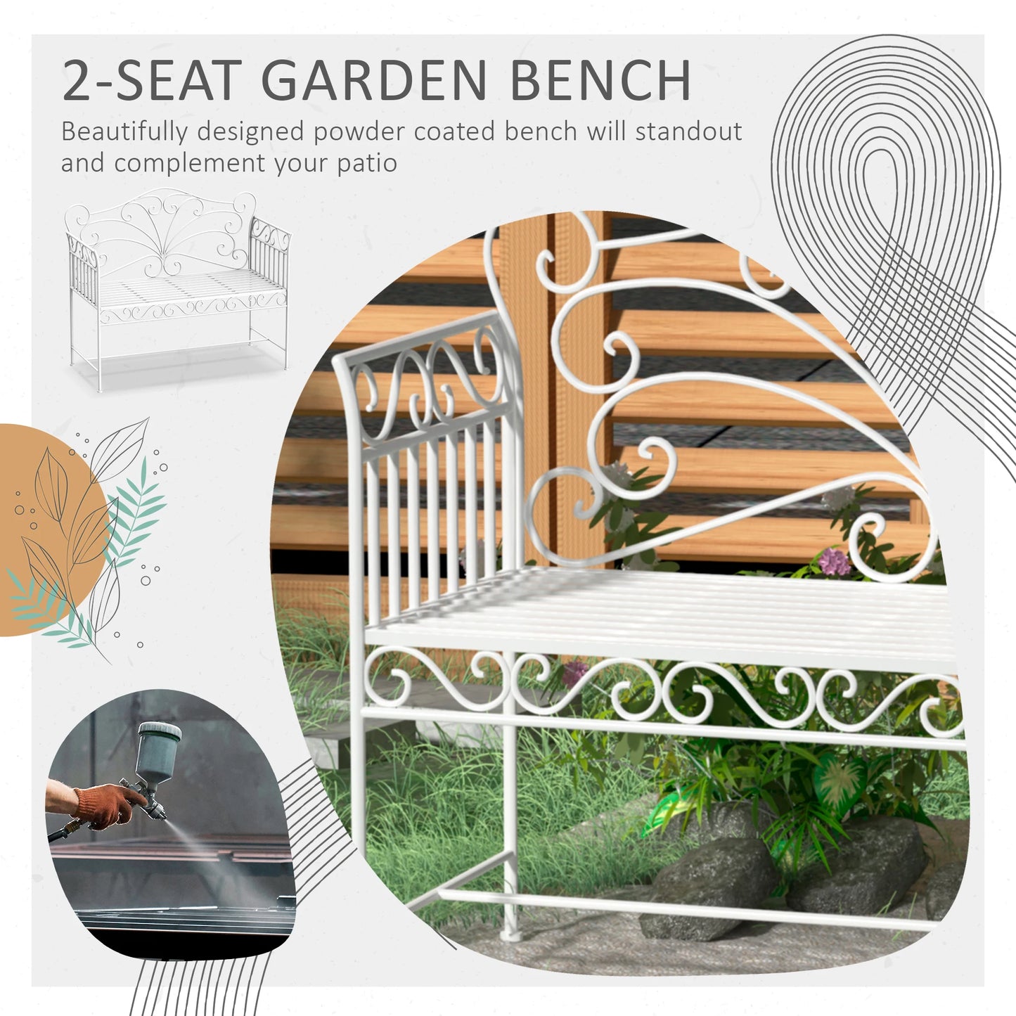 Garden Chair Vintage Metal 2 Seater