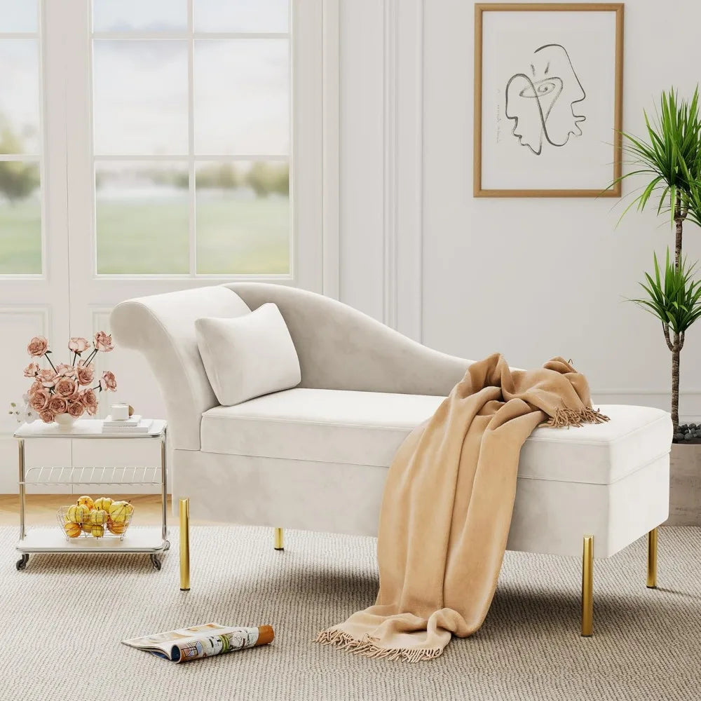 Velvet Chaise Lounge with Storage