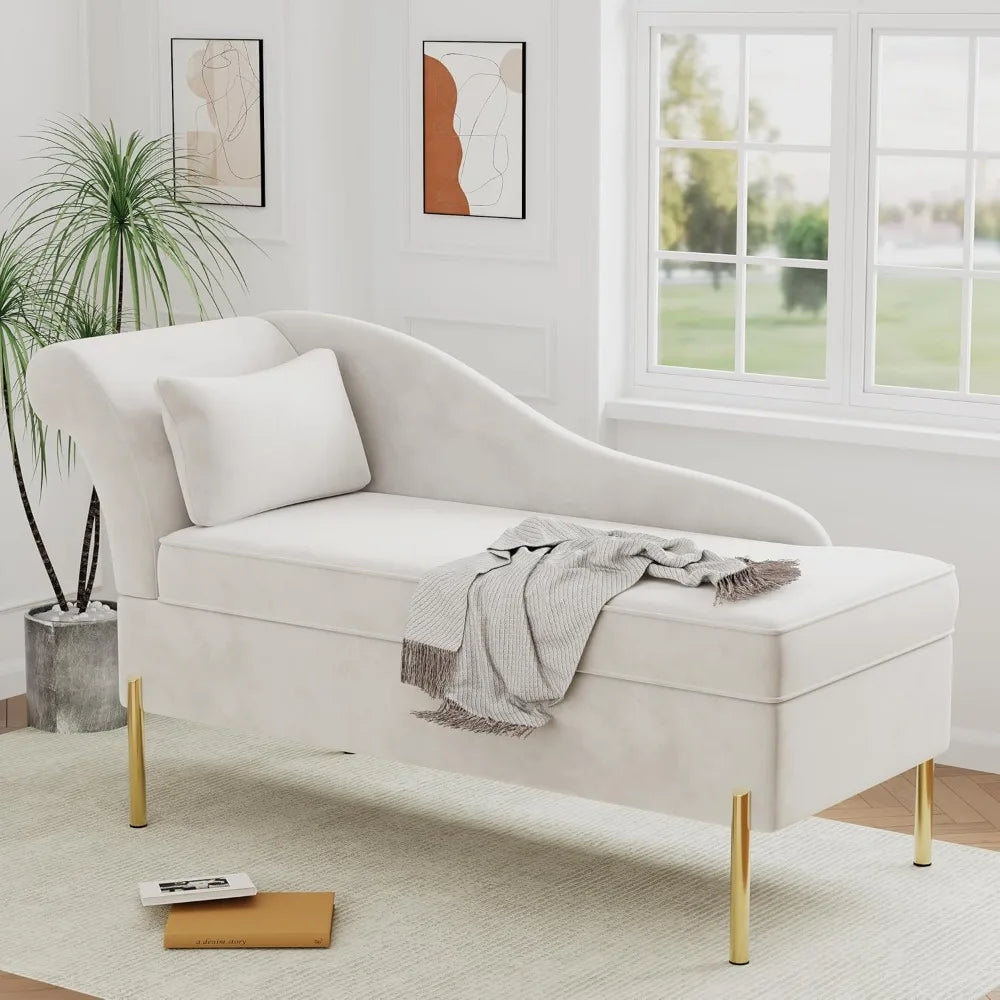 Velvet Chaise Lounge with Storage