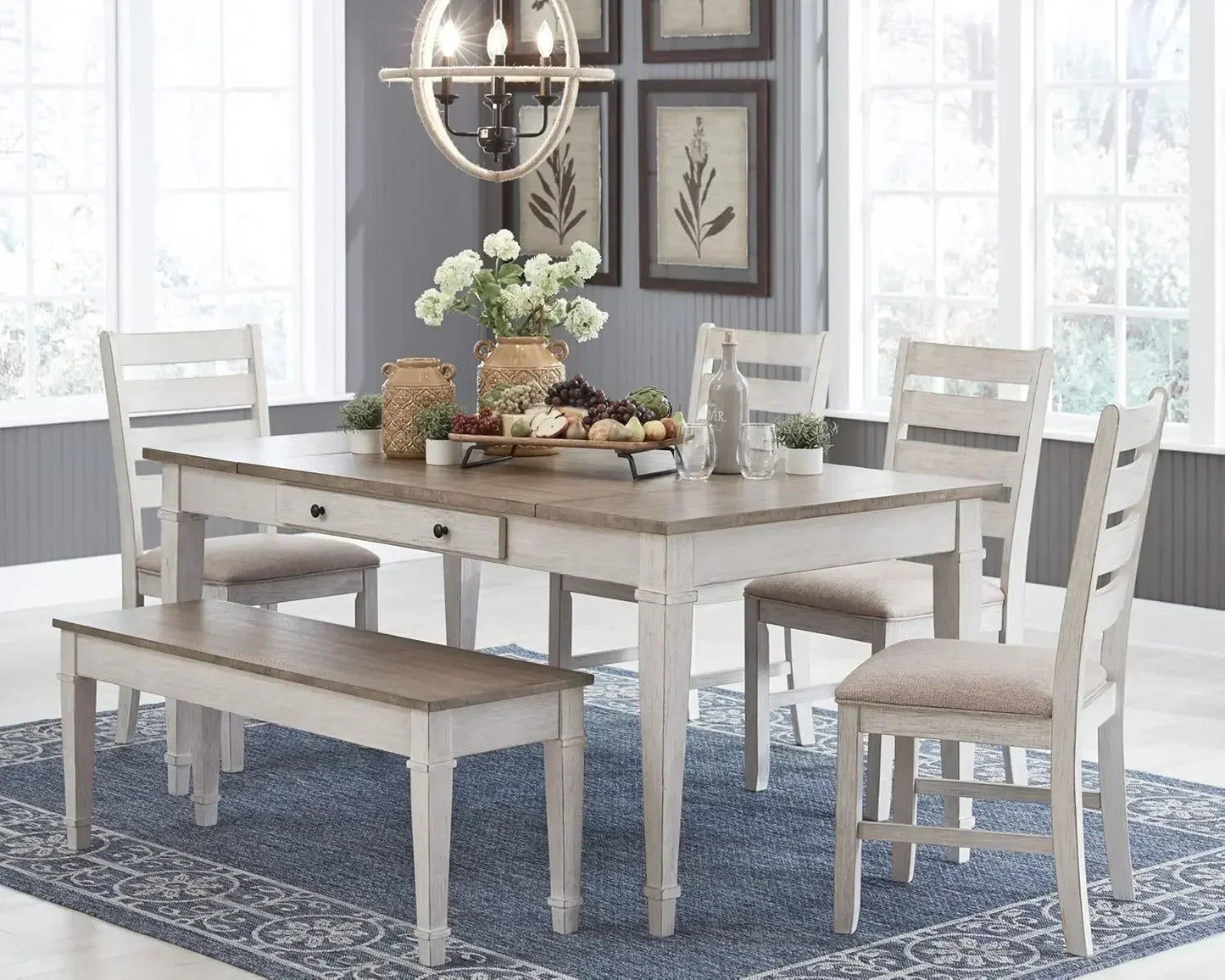 Farmhouse Rectangular Dining Room Table with Storage