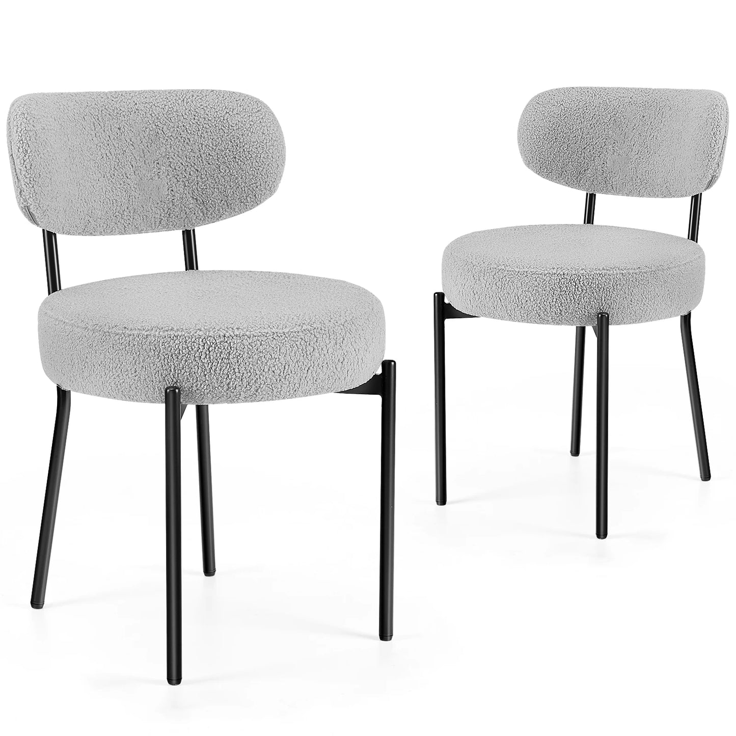 Round Dining Chairs Set of 2 with Curved Backrest Metal Legs