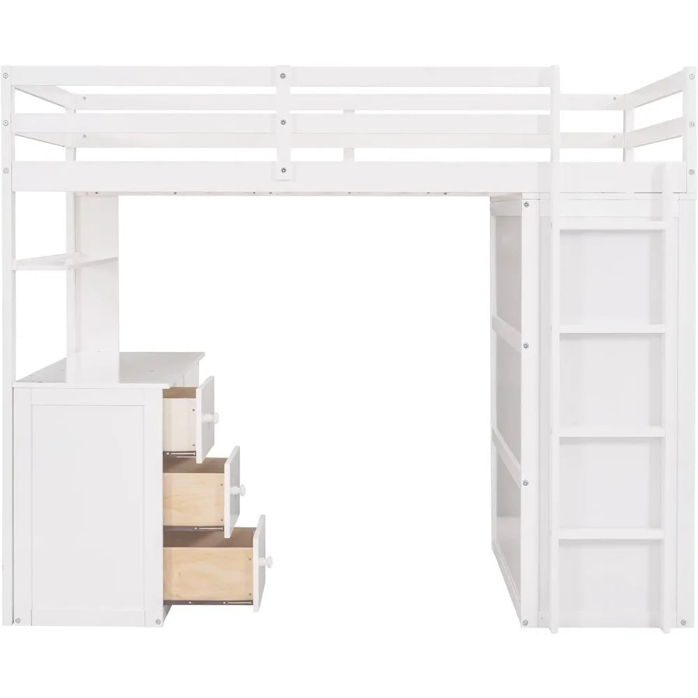 Twin Loft Bed with Desk and Wardrobe