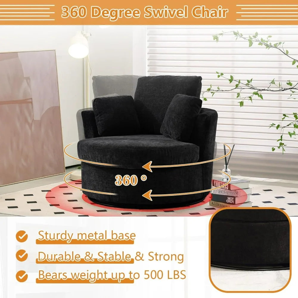 Swivel Barrel Chair Set of 2, 40'' W Chenille Round