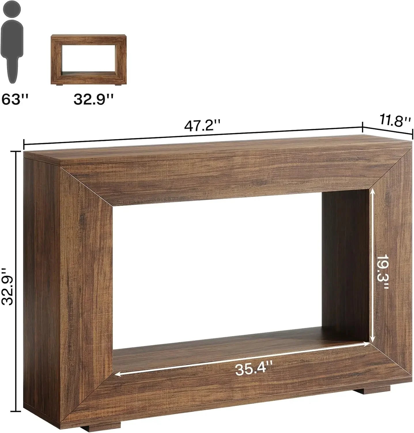 47-Inch Entryway Table with Storage, Rustic