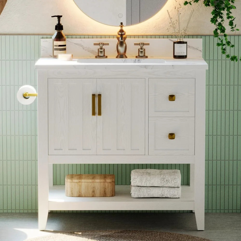 Bathroom Vanity with Sink, 30" Bathroom Cabinet with 2 Drawers