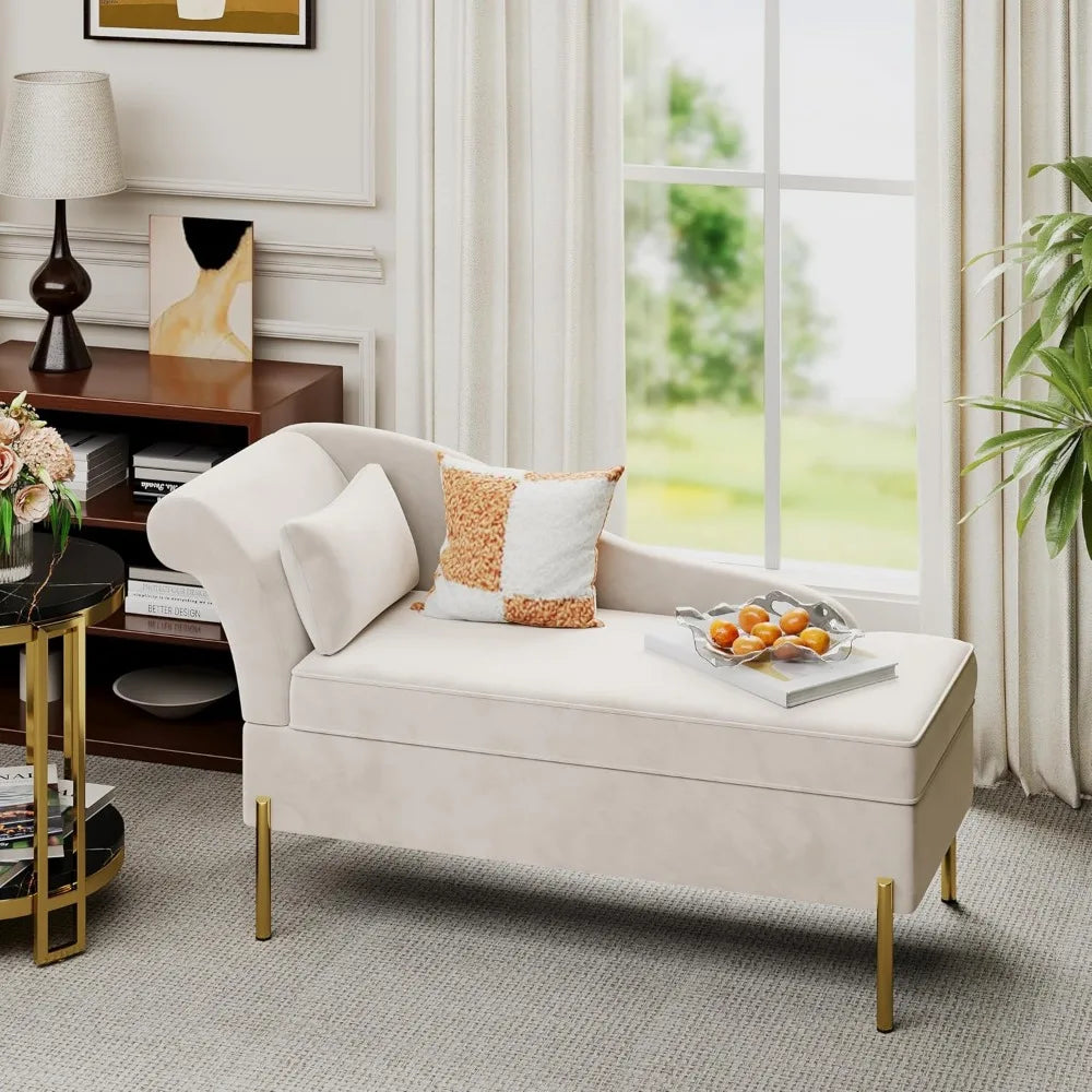 Velvet Chaise Lounge with Storage