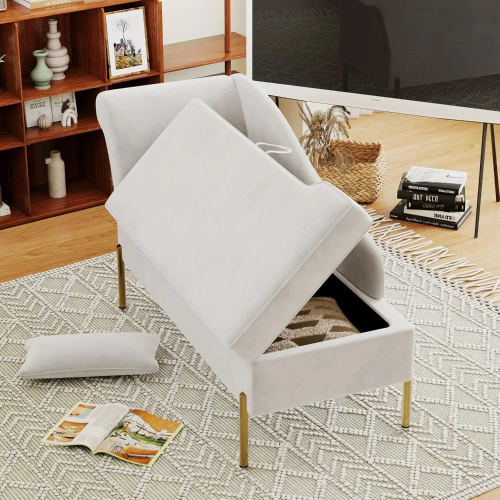 Velvet Chaise Lounge with Storage
