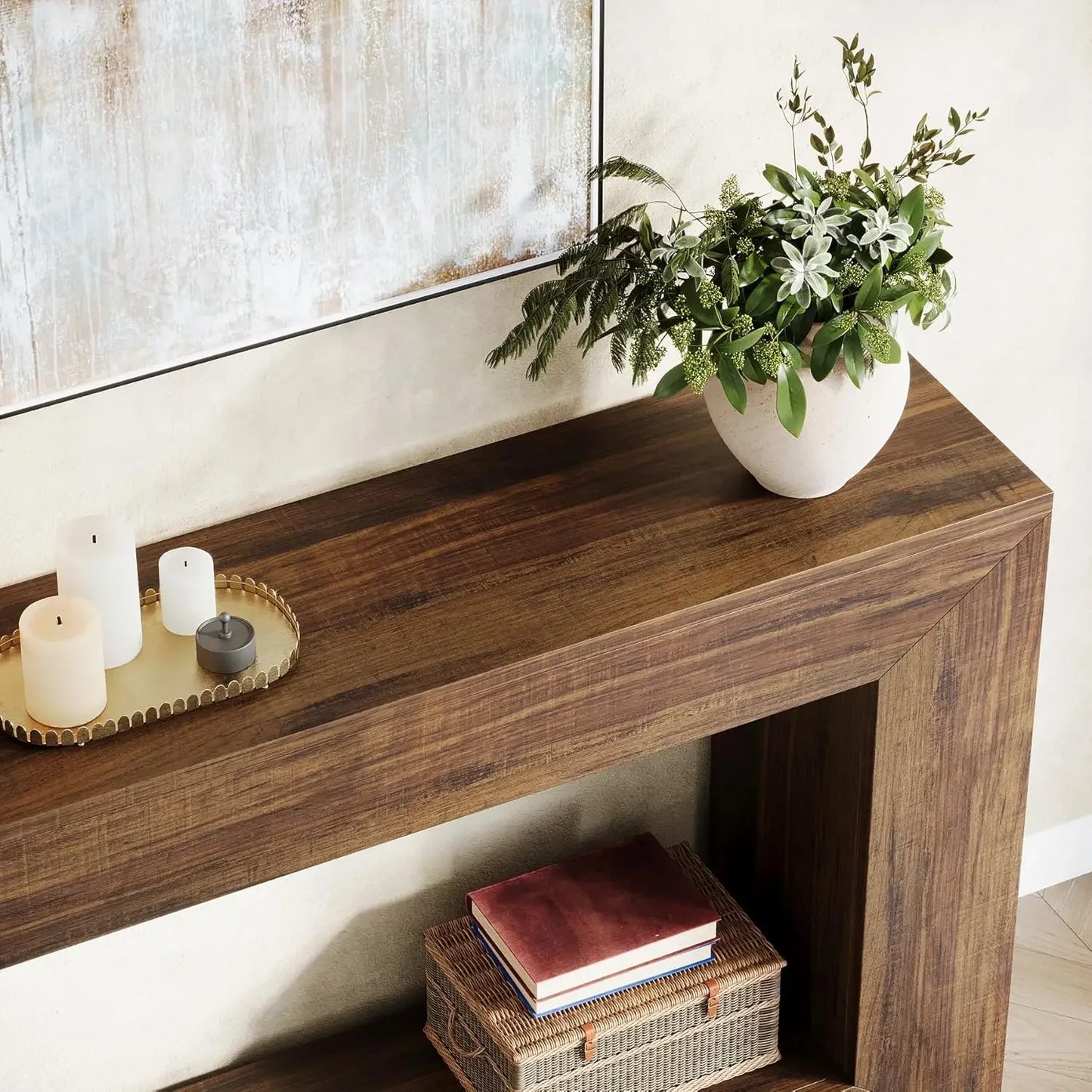47-Inch Entryway Table with Storage, Rustic