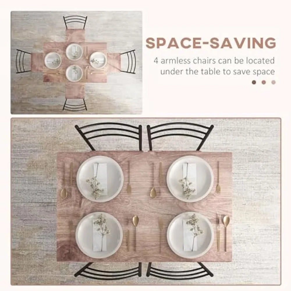 5 Piece Table Set for 4 Rectangle  Steel Frame