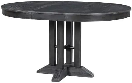 Farmhouse Round Extendable Dining Table with Removable Leaf