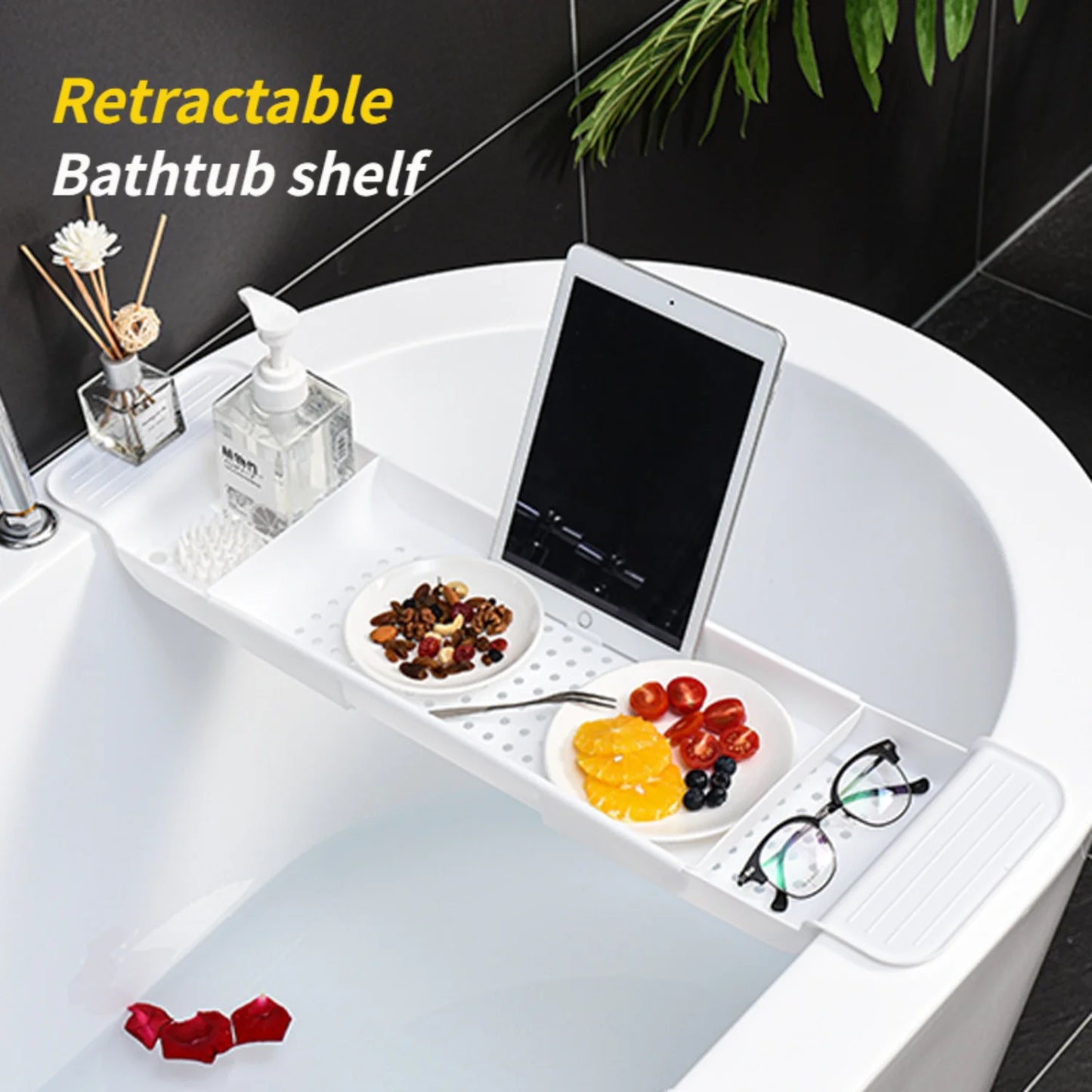 1pc Bathtub  Tray - Convenient Phone Holder with Expandable  Rack