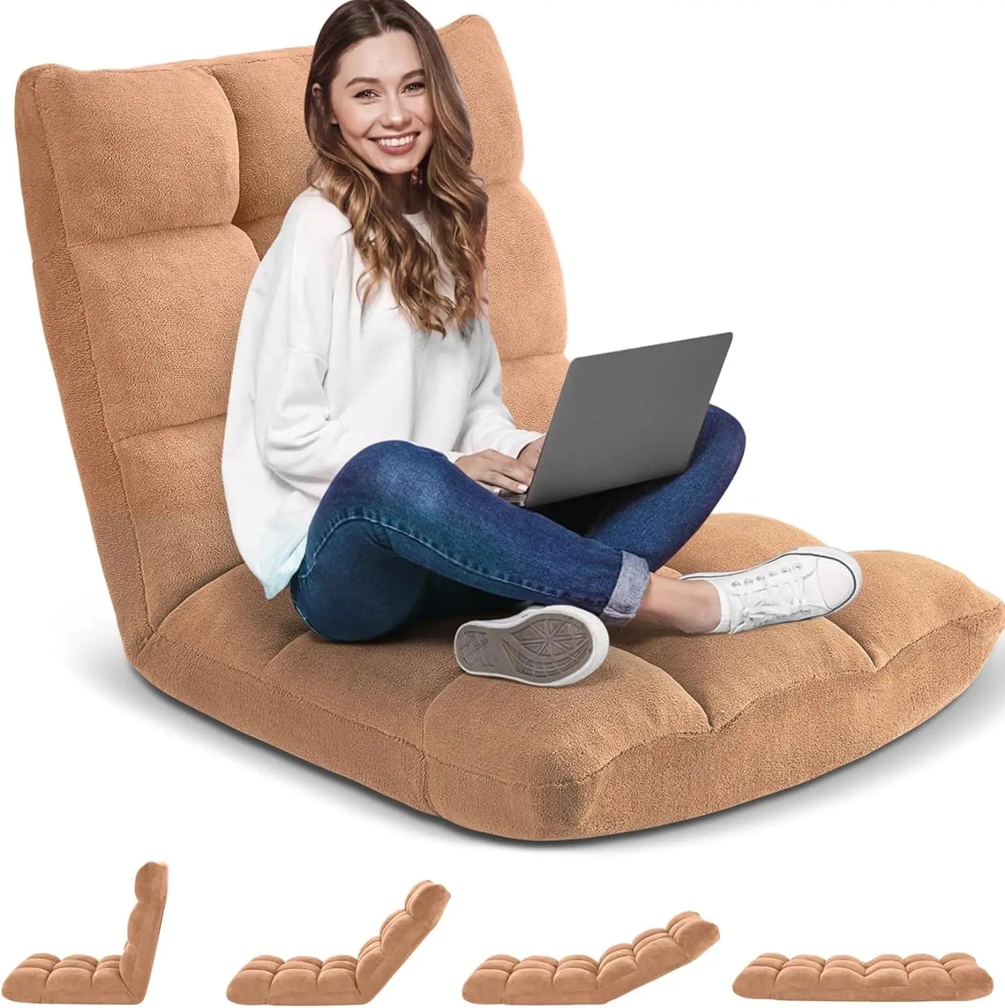 Folding Floor Gaming Chair Cushioned Adjustable Lazy  Chair