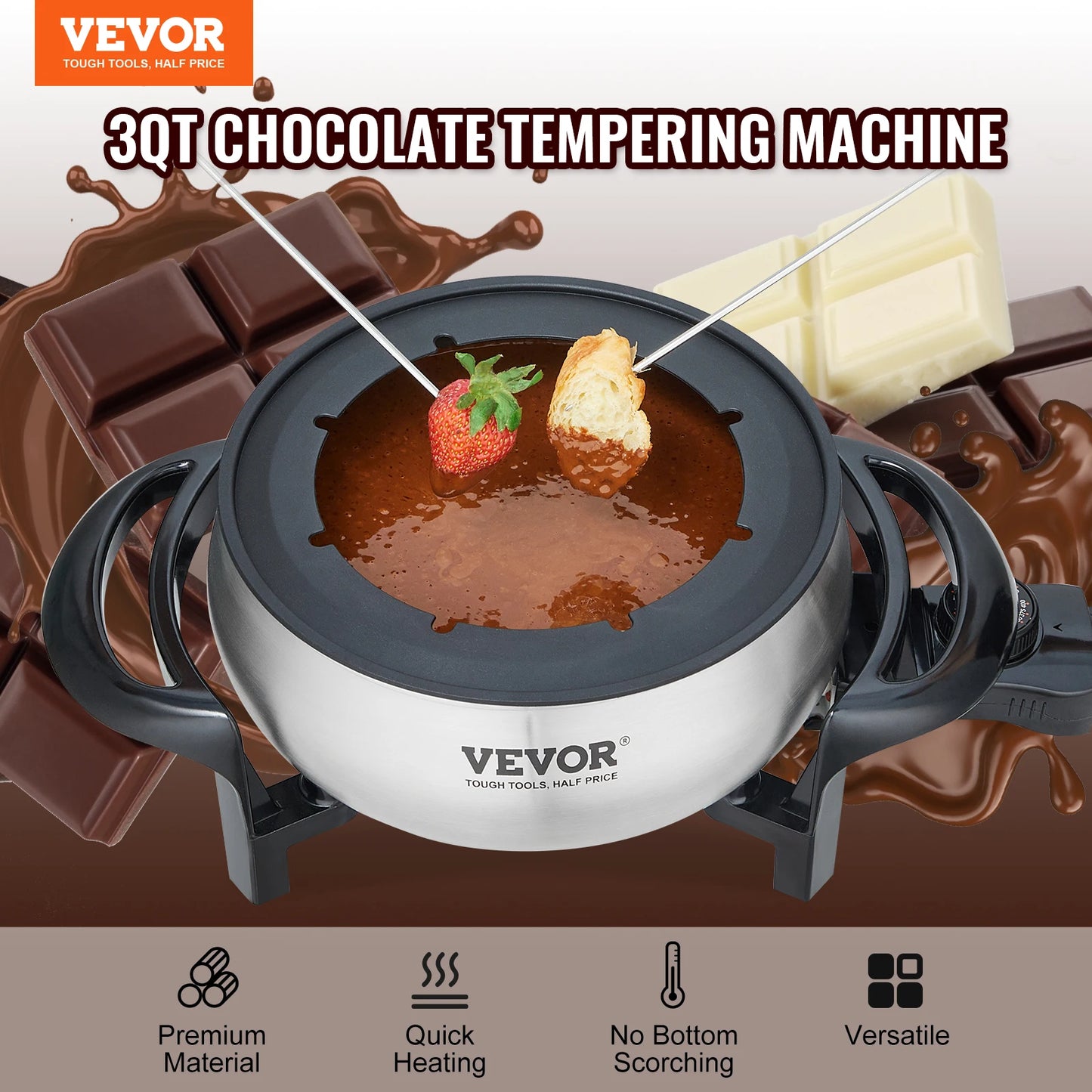 VEVOR 3Qt Electric Chocolate Melting Pot Fondue