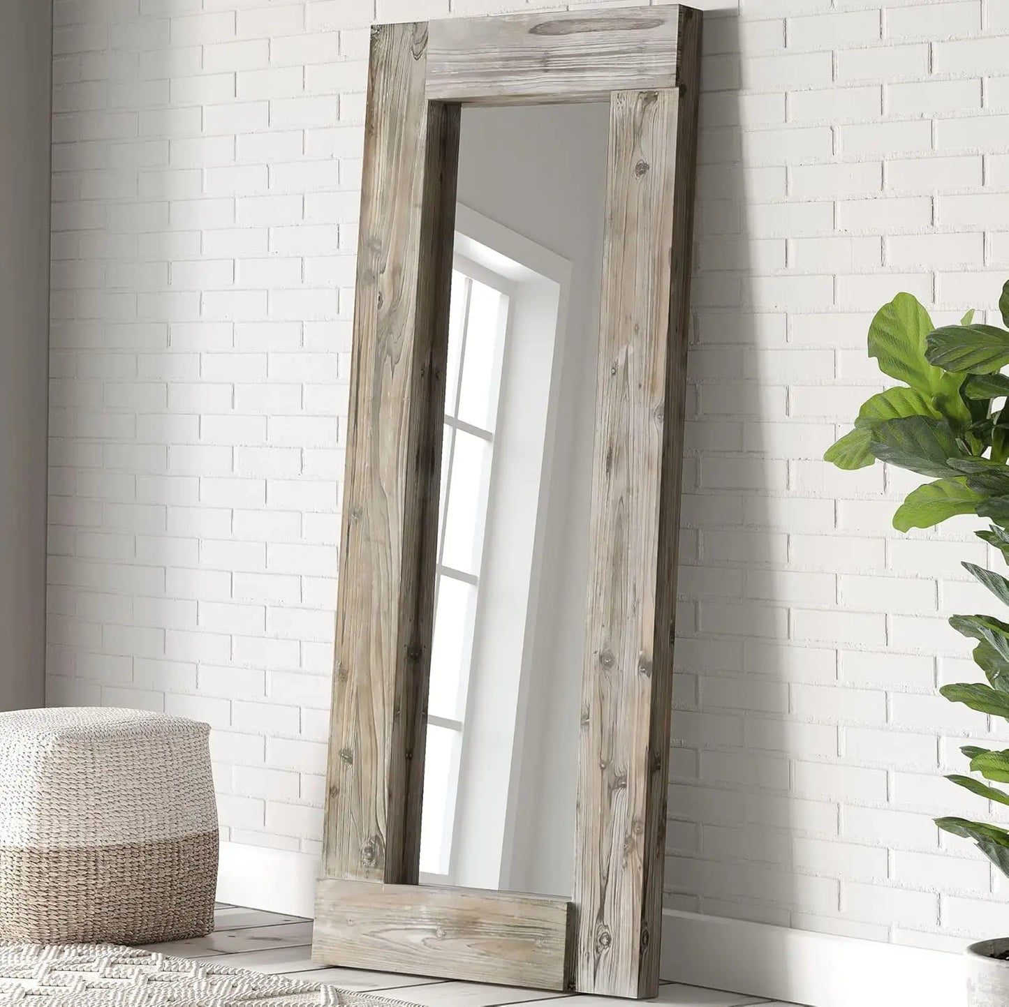 Decorative Mirrors Rustic Farmhouse Full Length Mirror - Wood Frame Floor Standing Bedroom Mirror Home & Garden Home Decor