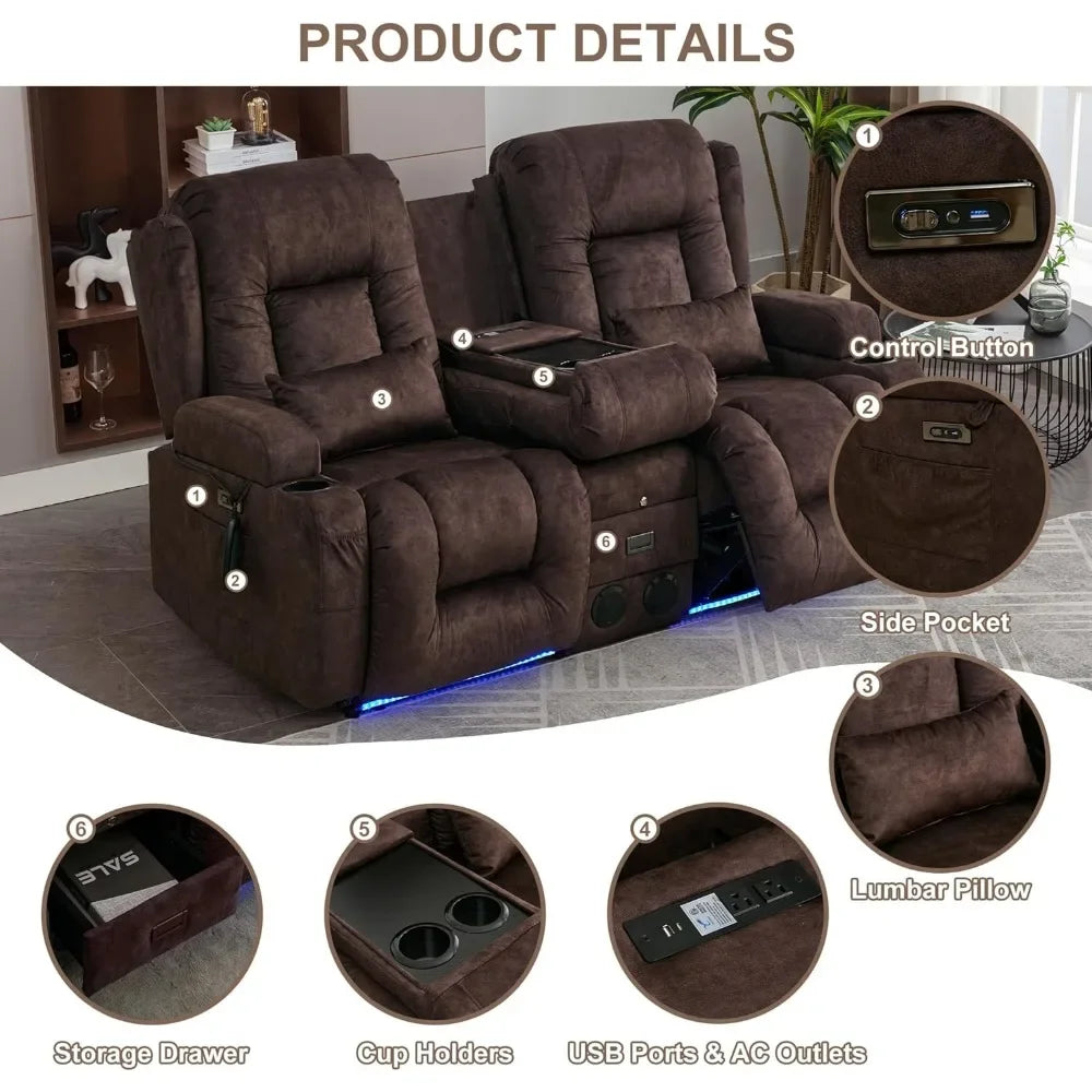 Recliner Sofa with Massage & Heat Home Theater Seating