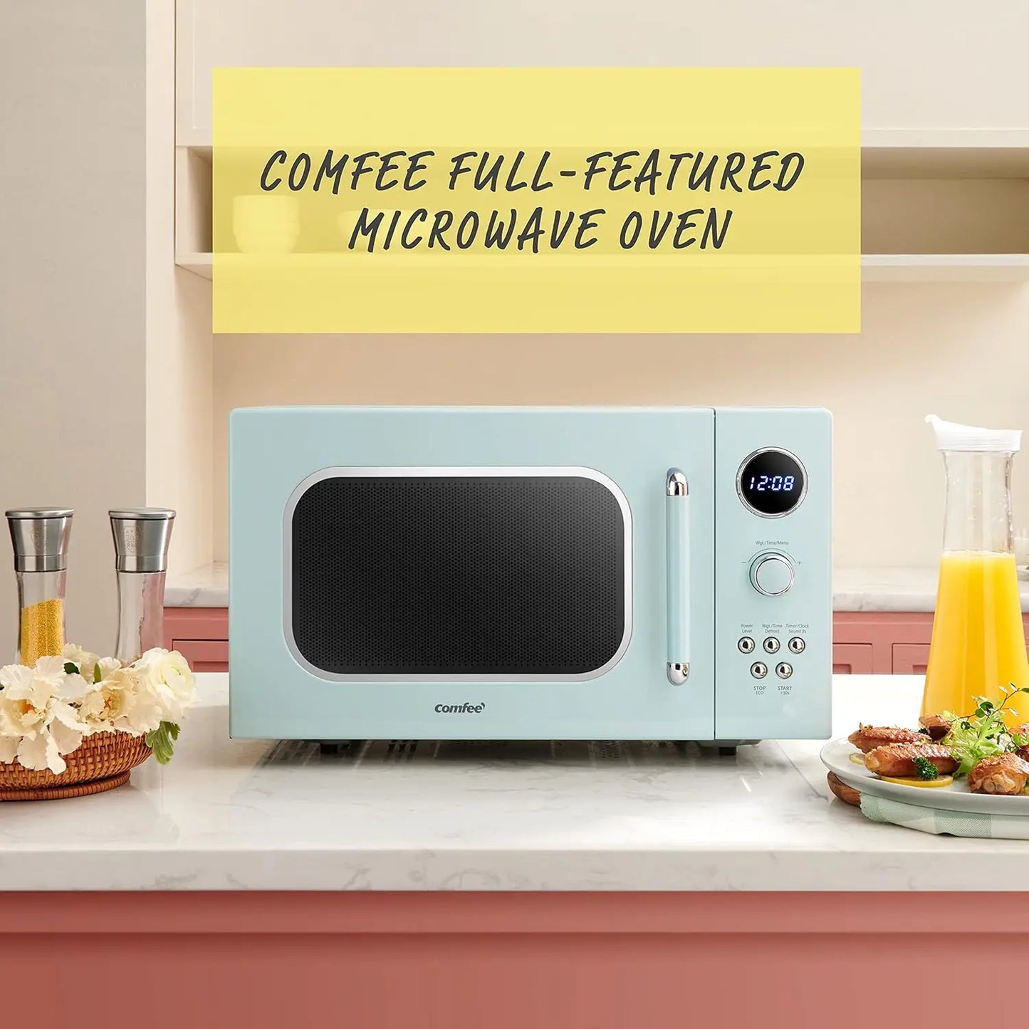 Retro Microwave with Multi-stage Cooking