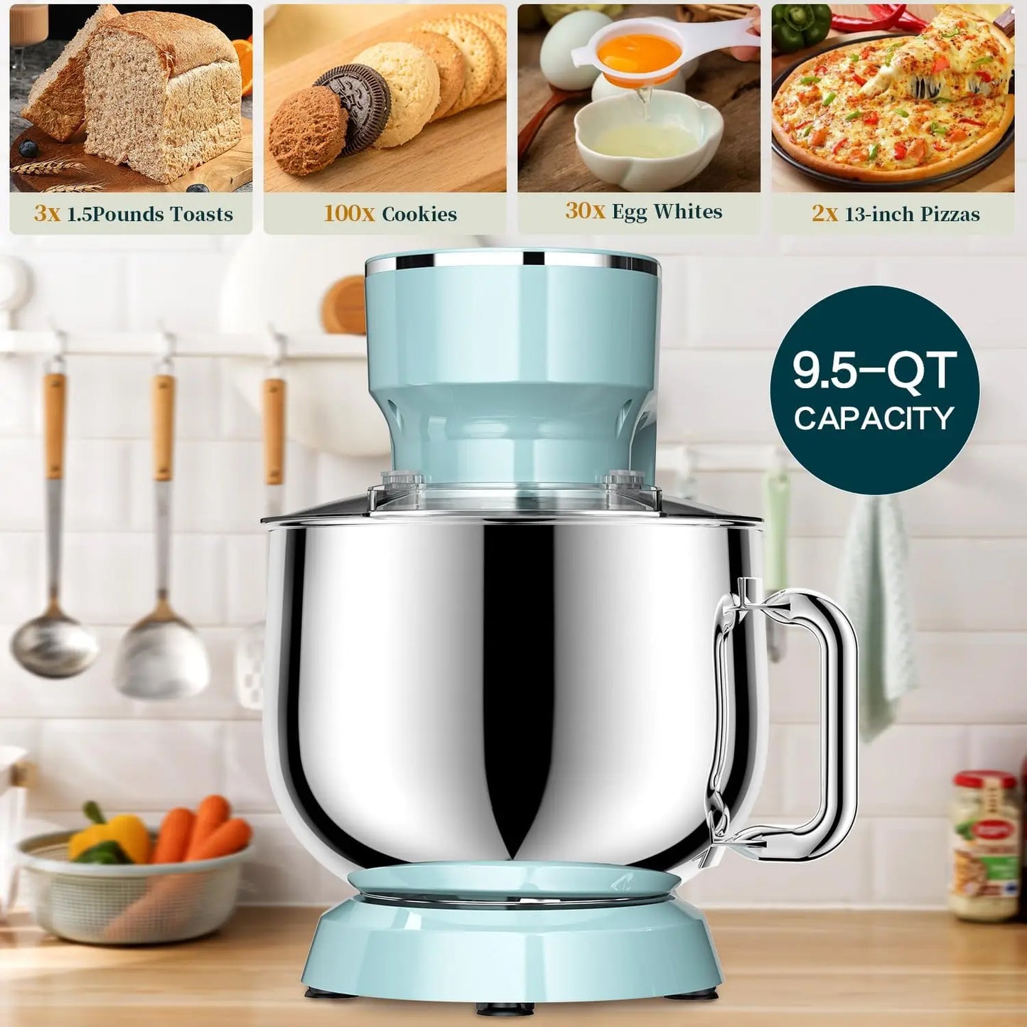 10-Speed Electric Kitchen Mixer Dishwasher-Safe