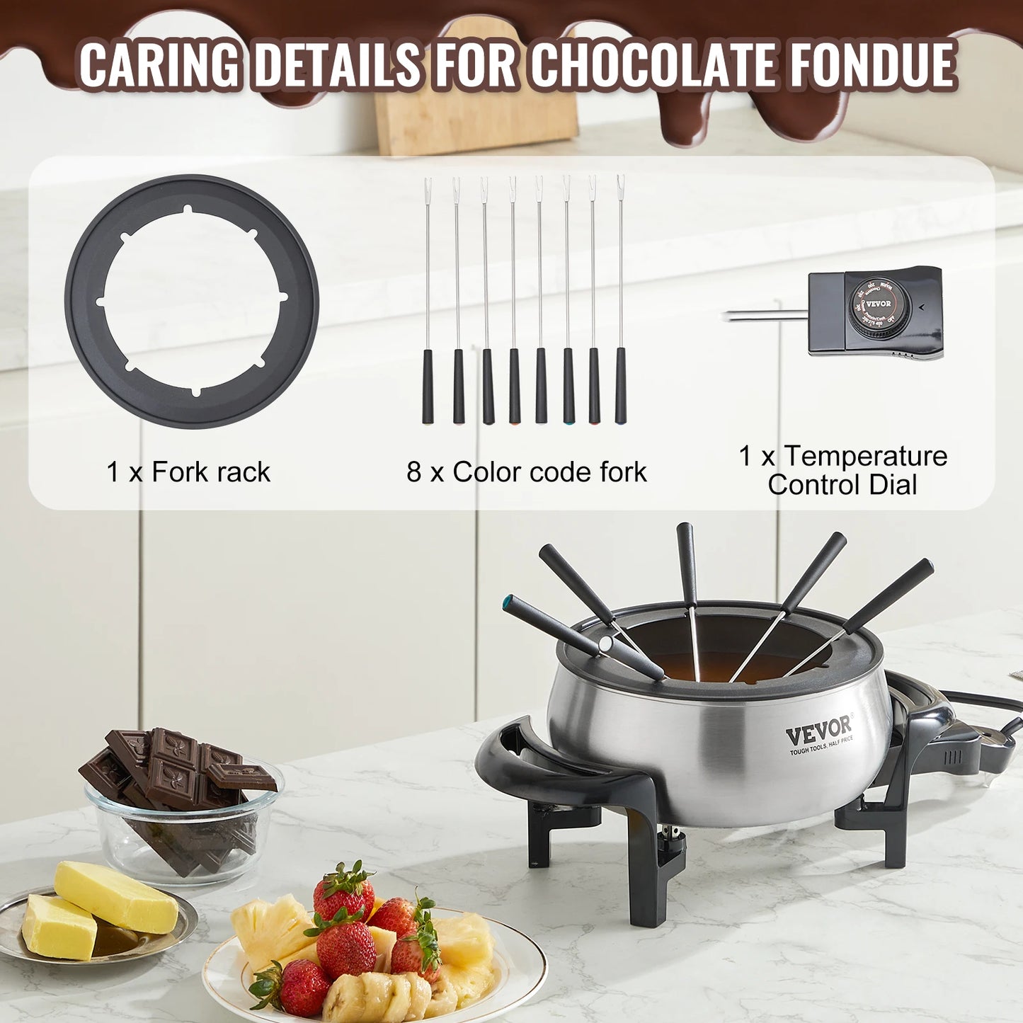 VEVOR 3Qt Electric Chocolate Melting Pot Fondue