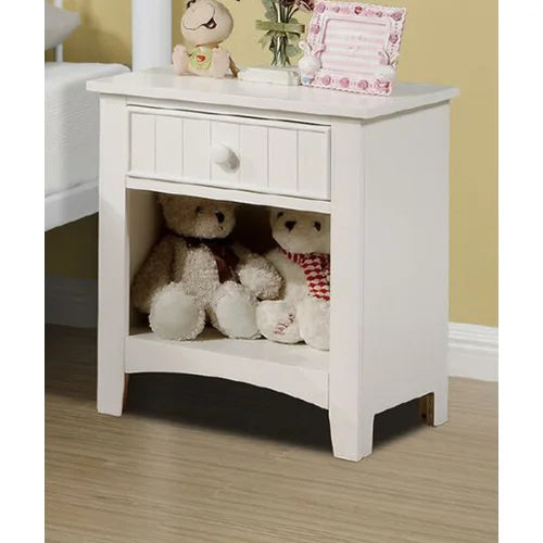 White Color Twin Size Bed Nightstand And Chest 3pc