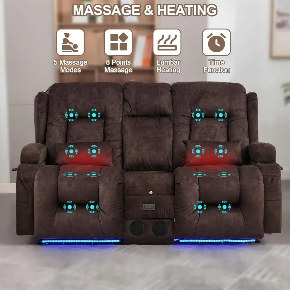 Recliner Sofa with Massage & Heat Home Theater Seating