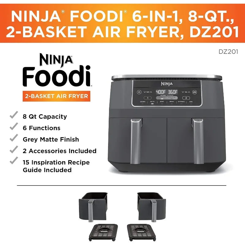 Ninja DZ201 Foodi 6-in-1 2-Basket Air Fryer