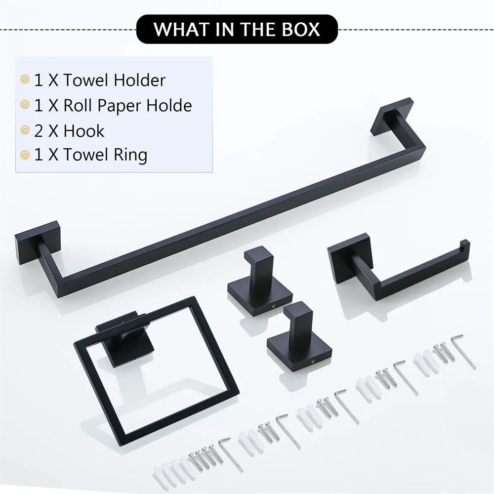 5 Pieces Bathroom Hardware Accessories Set Towel Bar Set Wall Mount