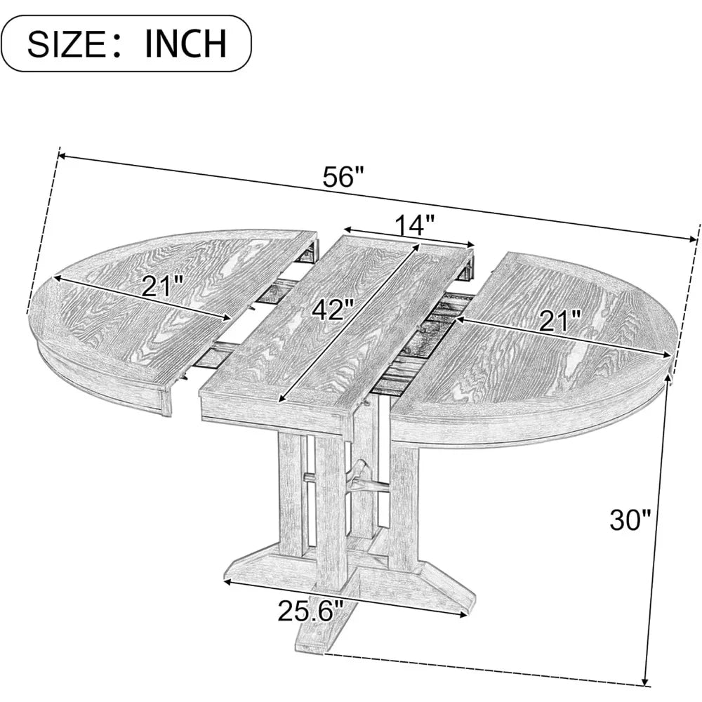 Farmhouse Round Extendable Dining Table with Removable Leaf