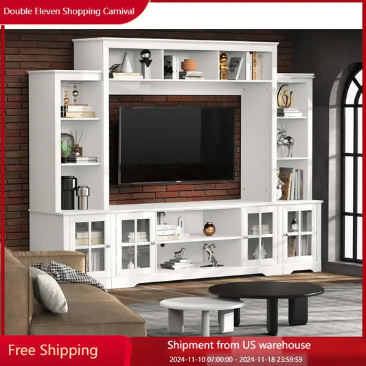 TV Cabinets Large  with Storage, Modern with Bookshelves