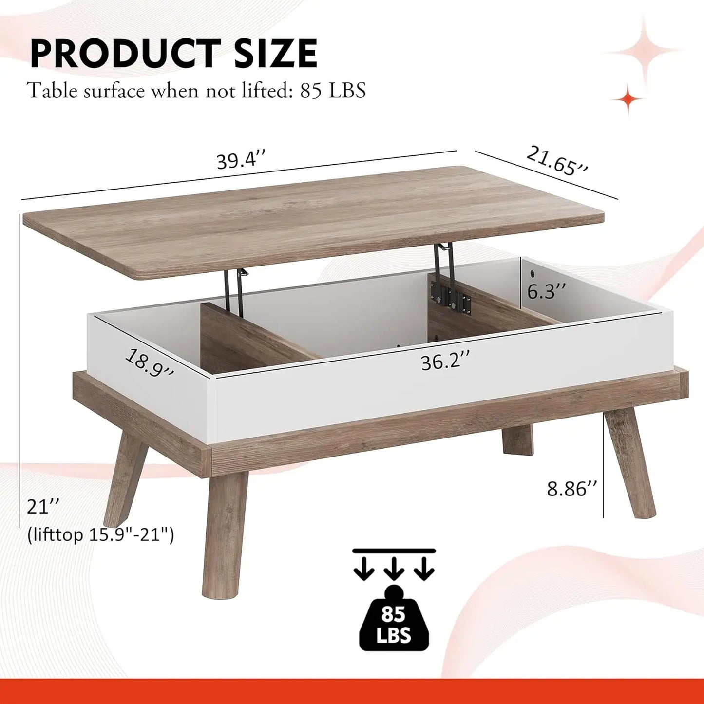 Lift Top Coffee Tablewith Hidden Compartment