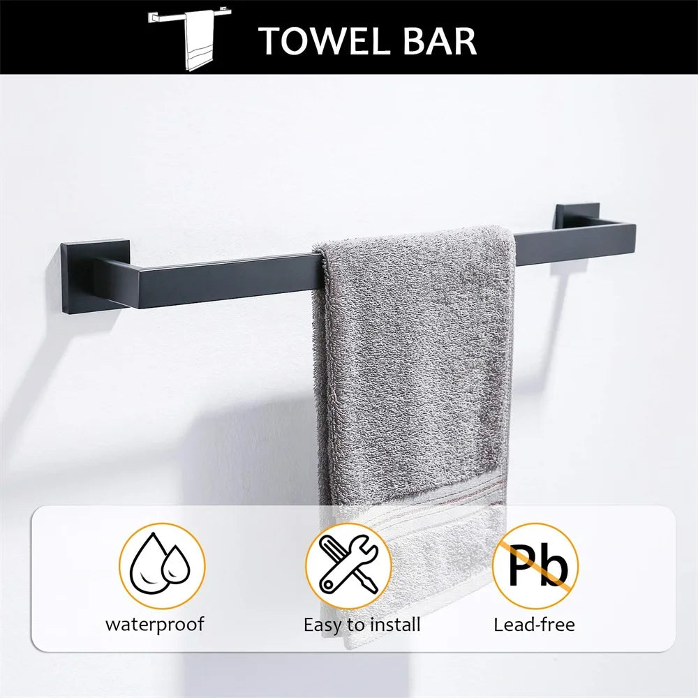 5 Pieces Bathroom Hardware Accessories Set Towel Bar Set Wall Mount