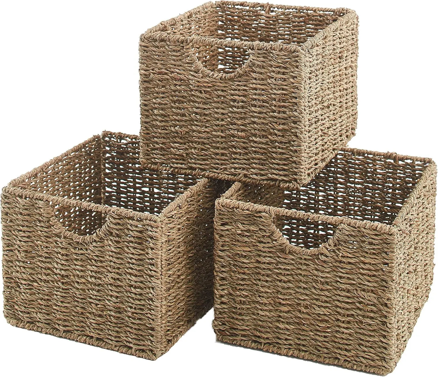 Set of 3 Wicker Storage Basket Bins for Organizing