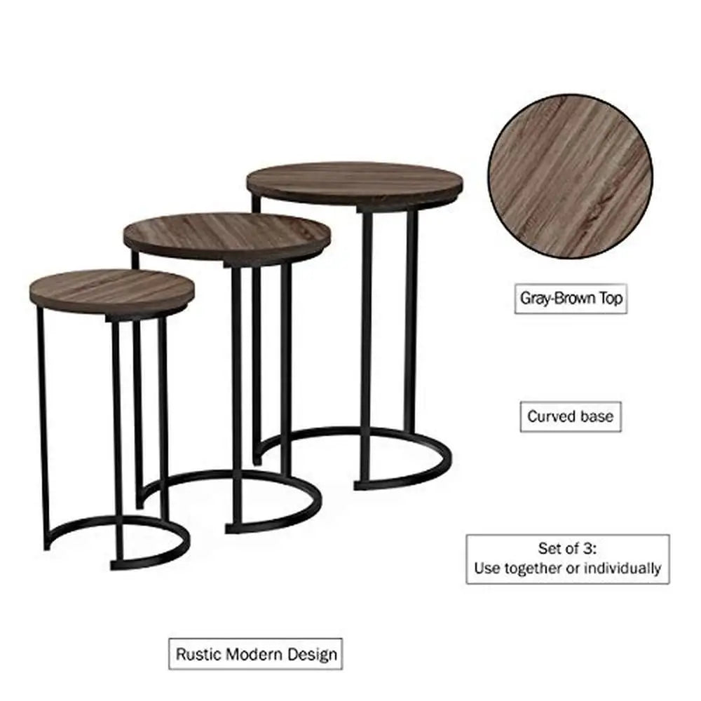 3-Piece Nesting Round  End Tables