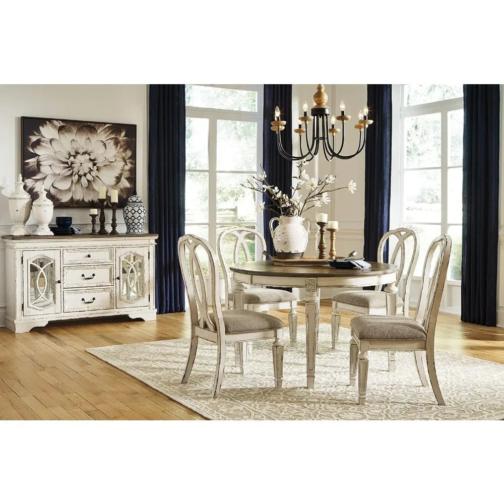 Realyn French Country Oval Dining Room Extension Table, Chipped White